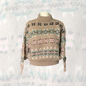 1980s Tan Fair Isle Sweater by Benetton.